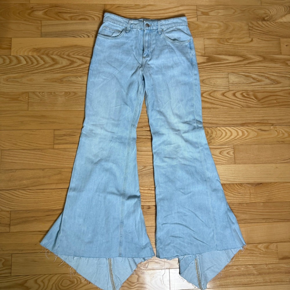 We The Free x Free People Live Wire Flare Jeans 28 Light Wash Festival Boho Bell